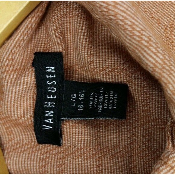 Van Huesen Mens Short Sleeve Button Up Shirt. Light Rust LG 16-16 1/2 - Picture 3 of 4